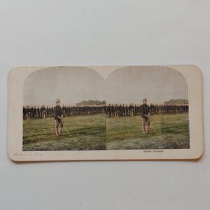 Antique Stereograph Card "Dress Parade" Historical Military Collectible